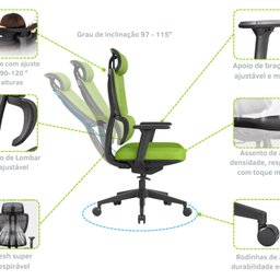 Cadeira de Escritório Presidente NR17 Ergonômica Tela Mesh Beta - 6