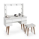 Ver imagem 2 de Penteadeira Camarim Strass Retro com Banqueta 5 Gavetas -espelho -tomada- Branco -patrimar