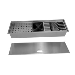Canal Úmido Organizador Calha de Cozinha em Aço Inox 304 C/3 Módulos e Tampa - Tubrax