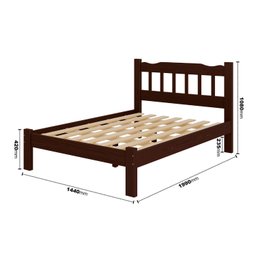 Cama Casal New Perola Madeira Maciça Cor Castanho - 2