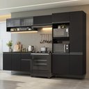 Ver imagem 1 de Armário de Cozinha Completa 300 Cm Suspenso Preto Nice Madesa 06 Preto