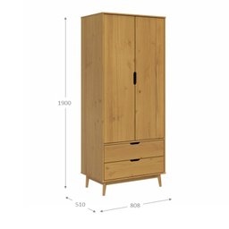 Armário 2 Portas 2 Gavetas em Madeira Maciça Linha Nórdica Yescasa  - 3