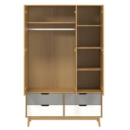 Guarda-roupa 3 Portas 4 Gavetas em Madeira Maciça Linha Nórdica Yescasa  - 3