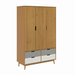 Guarda-roupa 3 Portas 4 Gavetas em Madeira Maciça Linha Nórdica Yescasa  - 2