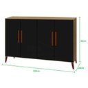 Ver imagem 5 de Buffet aparador Colombia 4 portas balcão 1.22m retrô fechado cor Preto fosco com Amêndoa PASSE BEM