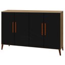 Ver imagem 3 de Buffet aparador Colombia 4 portas balcão 1.22m retrô fechado cor Preto fosco com Amêndoa PASSE BEM