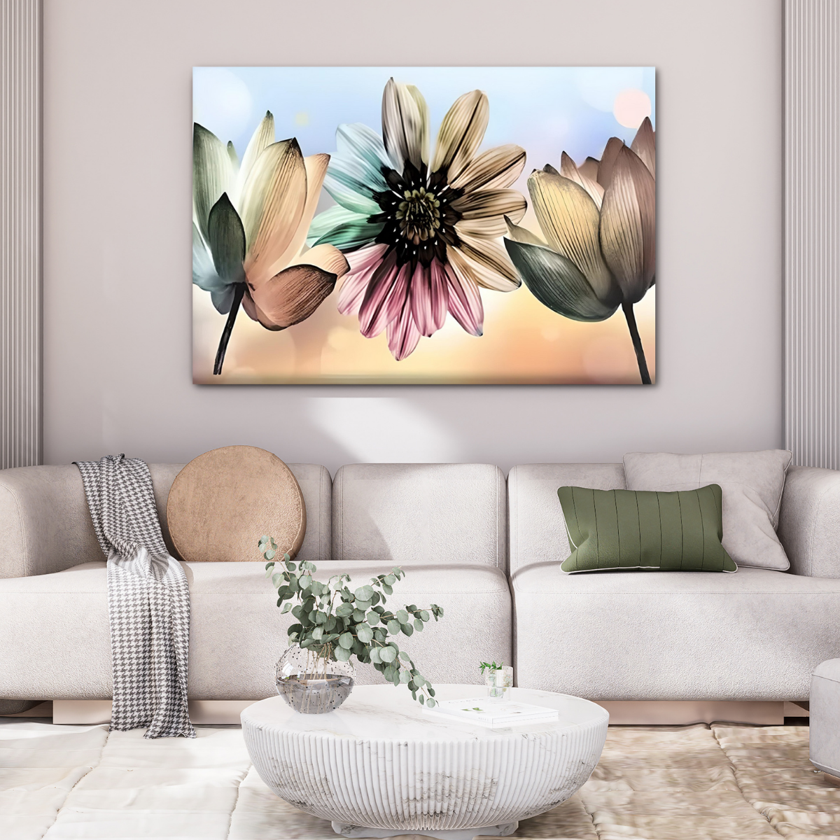 Quadro Grande para Sala Decoração Delicada Tela Flores 90cmx60cm - 6