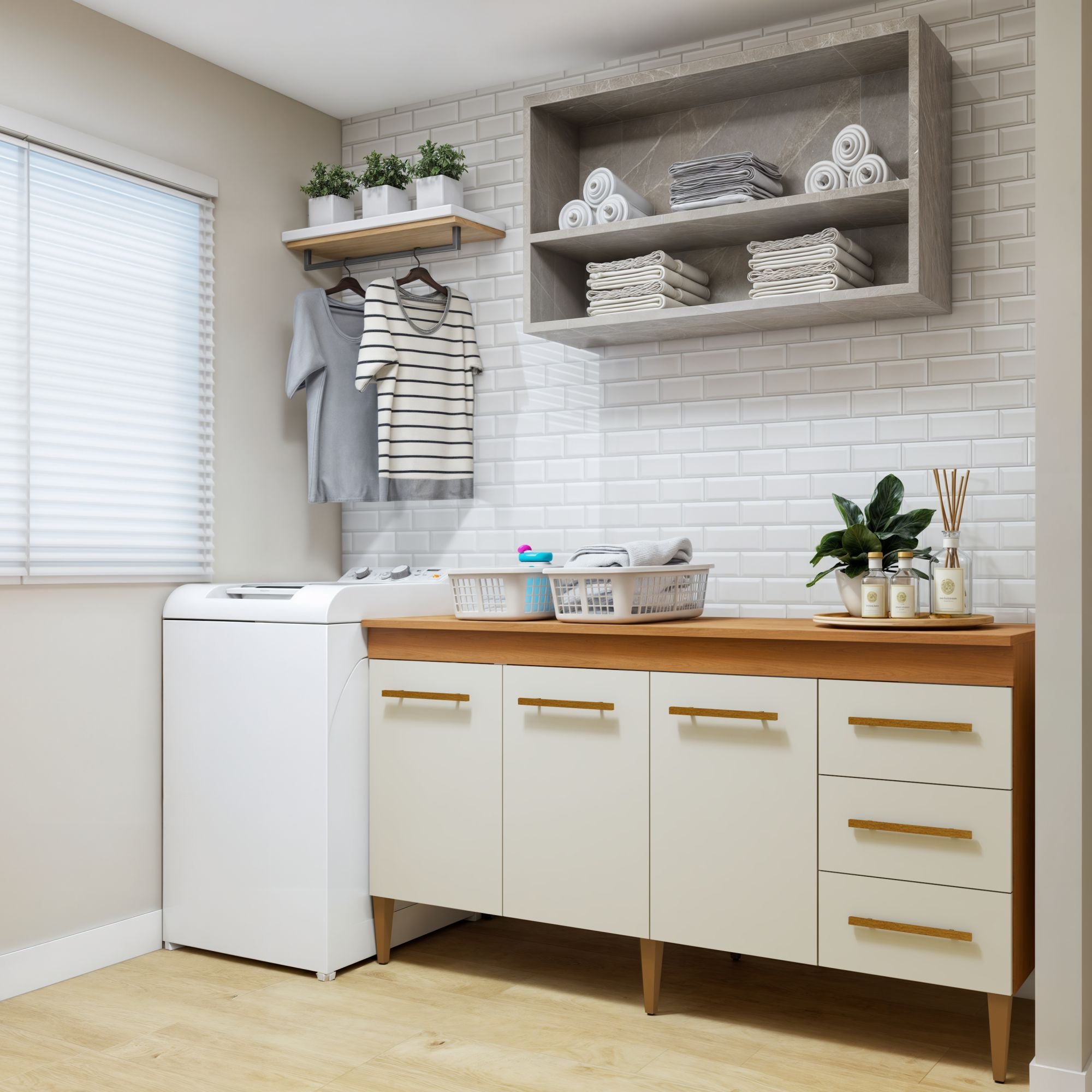 Lavanderia Modulada Balcão 3 Portas e 3 Gavetas Nova Iguaçu - 1