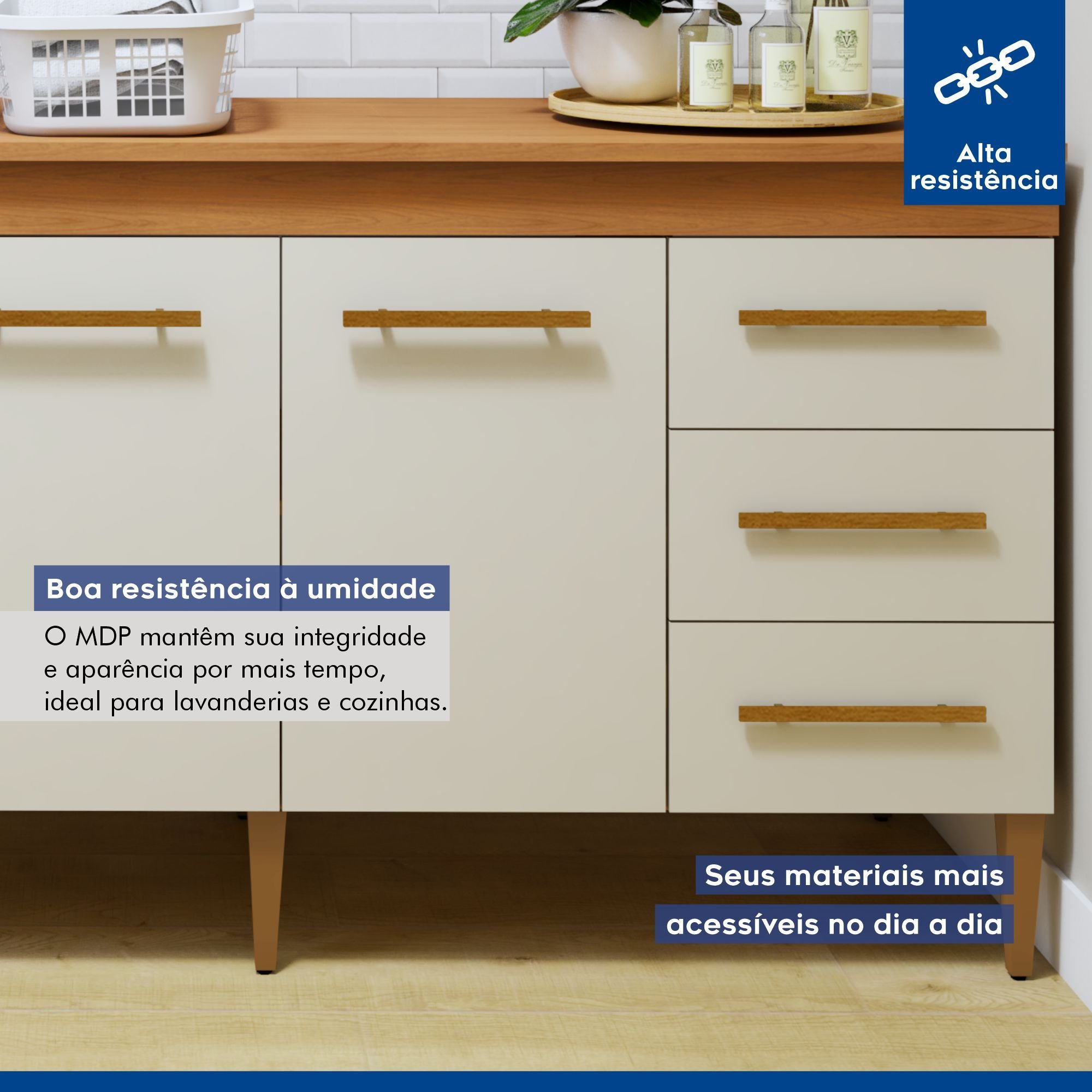 Lavanderia Modulada Balcão 3 Portas e 3 Gavetas Nova Iguaçu - 5