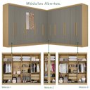 Ver imagem 6 de Guarda-Roupa de Canto Modulado com Espelho 15 Portas 6 Gavetas Inglaterra Cinza/Jequitibá/Granizo