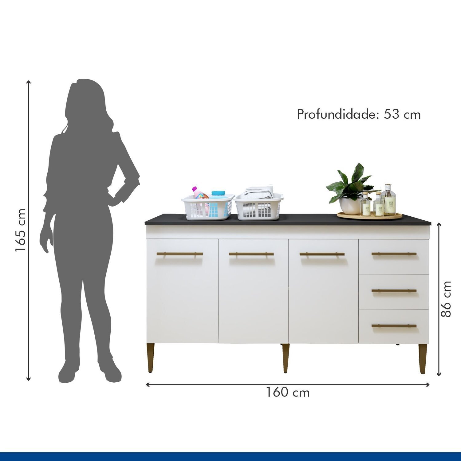 Lavanderia Modulada Balcão 3 Portas e 3 Gavetas Nova Iguaçu - 7