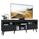 Ver imagem 1 de Rack Tv 65" Retrô 2 Portas Paris Multimóveis V3327 Preto Preto