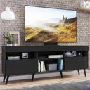 Ver imagem 7 de Rack Tv 65" Retrô 2 Portas Paris Multimóveis V3327 Preto Preto