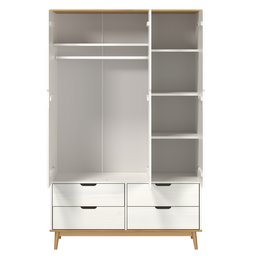 Guarda-roupa 3 Portas 4 Gavetas em Madeira Maciça Linha Nórdica Yescasa  - 3