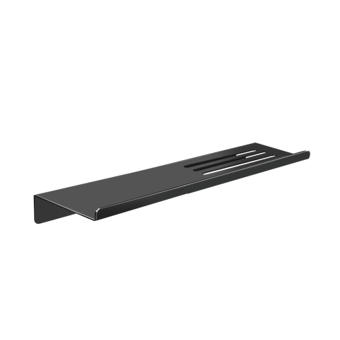 Prateleira Suporte Reto para Banheiro Preto Fosco Grega Aço Inox 30cm