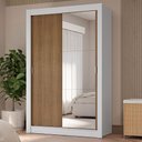Ver imagem 1 de Guarda-roupa Solteiro 2 Portas de Correr com Espelho 4 Gavetas Branco/rustic Vivare Plus Madesa