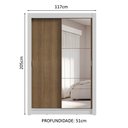 Ver imagem 4 de Guarda-roupa Solteiro 2 Portas de Correr com Espelho 4 Gavetas Branco/rustic Vivare Plus Madesa