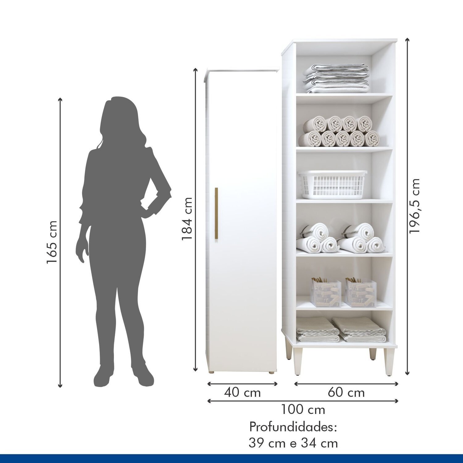 Lavanderia Modulada 2 Armários Multiuso Campinas 1 Porta 9 Prateleiras - 8