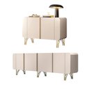 Ver imagem 2 de Conjunto Buffets Sala de Estar Benvenuto/saluti Mdp/mdf Pés em Aço Off White G26 - Hb Móveis