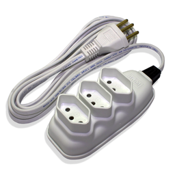Extensão eletrica 3mts branca pp 10amp 3 vias - 3