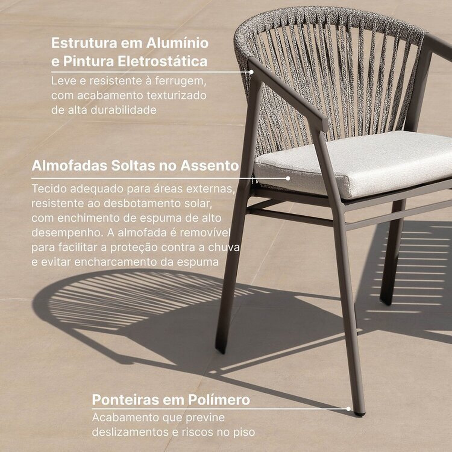 Conjunto Jardim 1 Mesa Ø130cm 4 Cadeiras com Braços 1 Ombrelone Refúgio Cabecasa Madeiramadeira - 8
