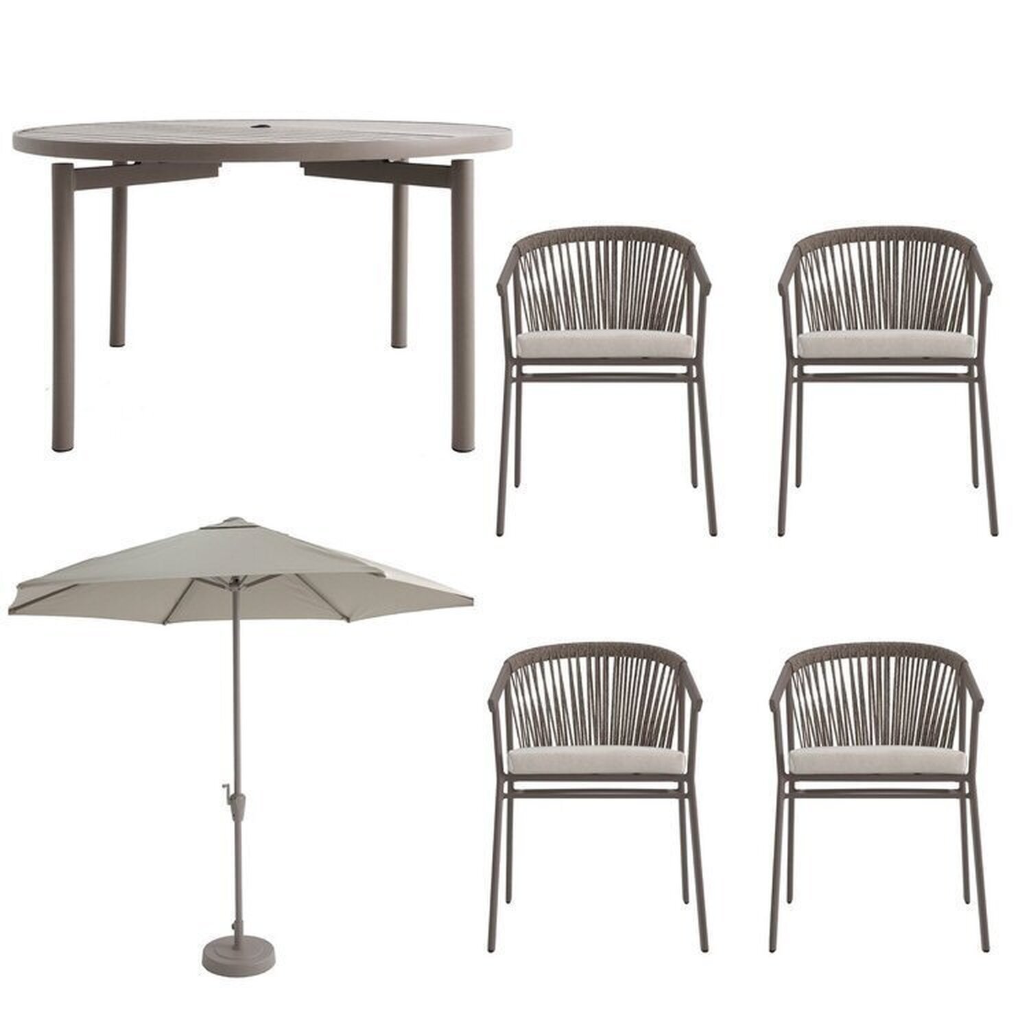 Conjunto Jardim 1 Mesa Ø130cm 4 Cadeiras com Braços 1 Ombrelone Refúgio Cabecasa Madeiramadeira - 13