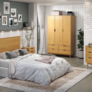 Guarda-roupa 3 Portas 4 Gavetas Nórdica Yescasa