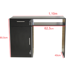 Escrivaninha para Manicure, Escritório, Computador com Gaveta e Porta Mdf - Preto - Cód. 700 - 5
