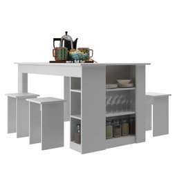 Mesa 140 Cm com 4 Banquetas e Prateleira Esmeralda - 2