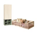 Ver imagem 2 de Quarto Montessori Cama Giulia e Guarda-Roupa Curió 2 Portas Casatema MadeiraOriginals Natural/Verde