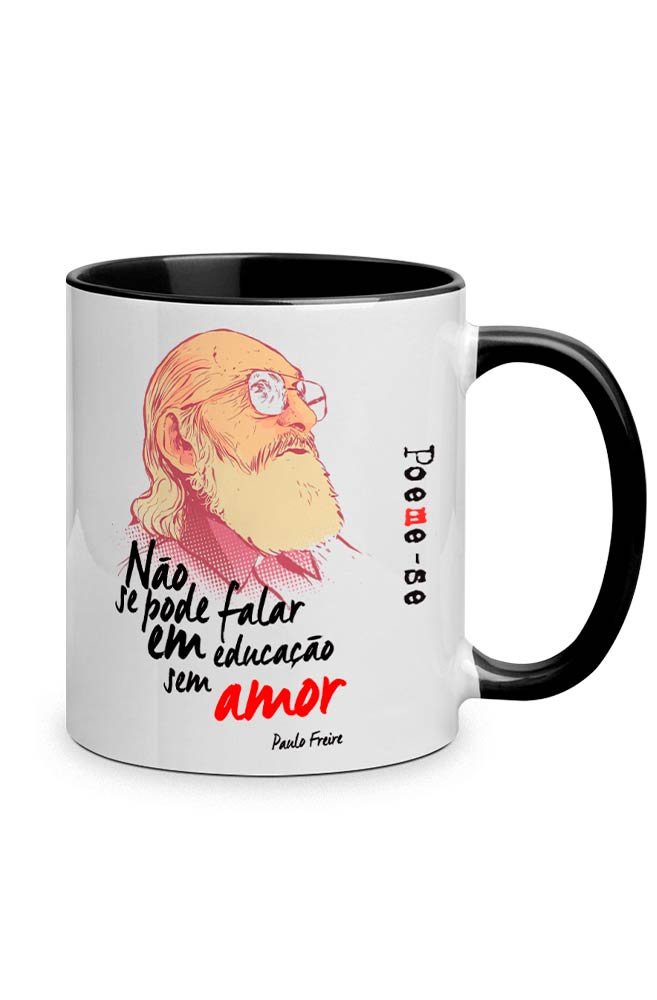 Caneca Paulo Freire com alça preta - 2