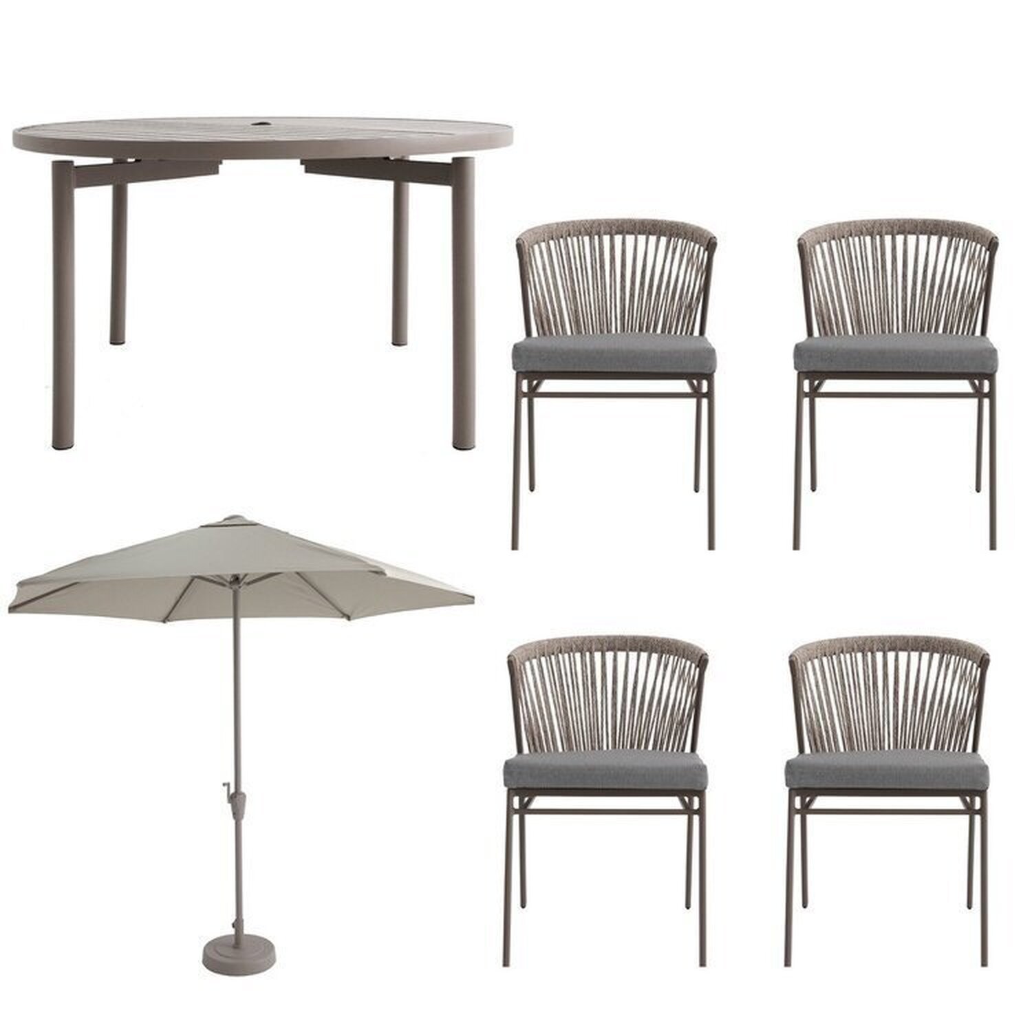 Conjunto Jardim 1 Mesa Ø130cm 4 Cadeiras sem Braços 1 Ombrelone Refúgio Cabecasa Madeiramadeira - 13