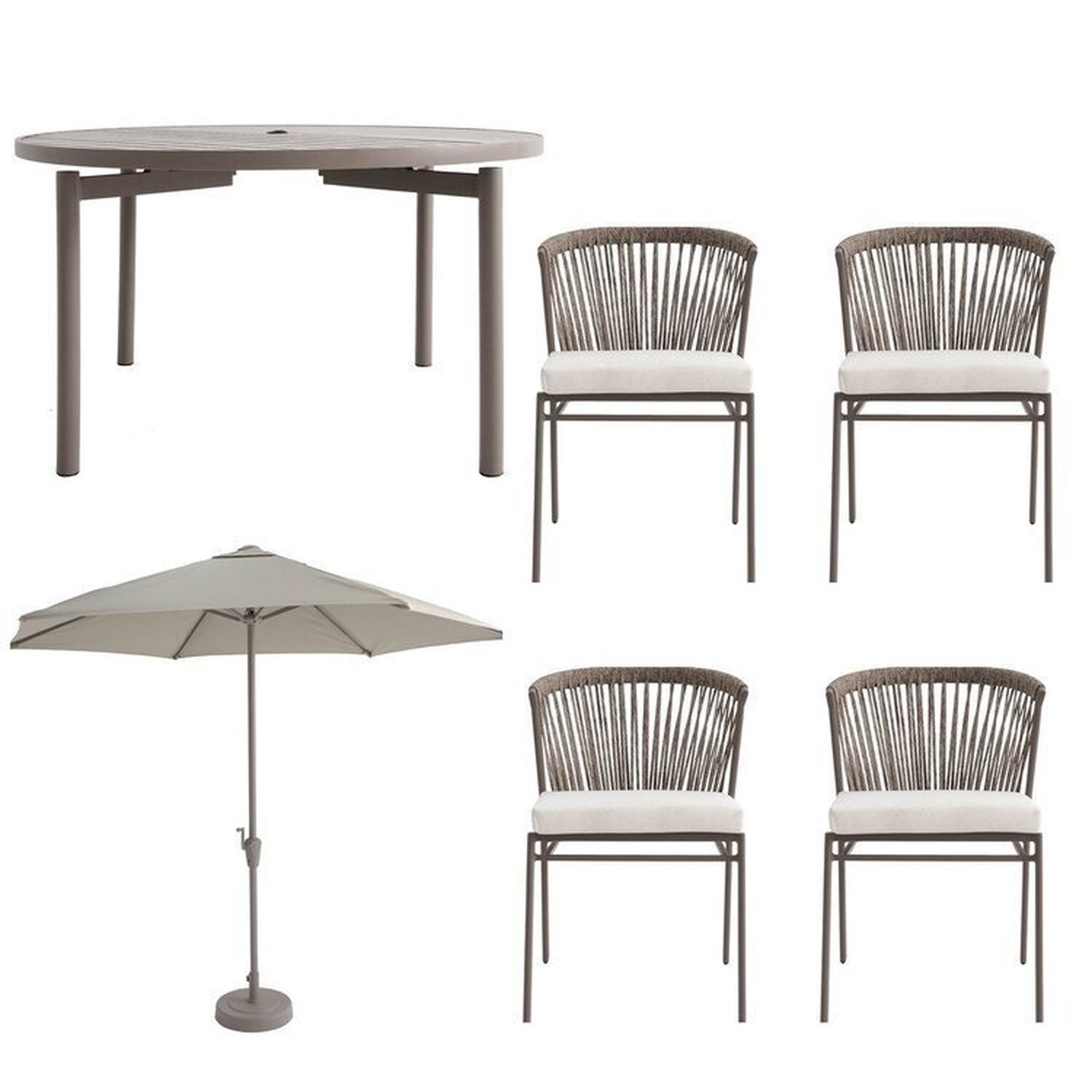 Conjunto Jardim 1 Mesa Ø130cm 4 Cadeiras sem Braços 1 Ombrelone Refúgio Cabecasa Madeiramadeira - 13