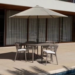 Conjunto Jardim 1 Mesa Ø130cm 4 Cadeiras sem Braços 1 Ombrelone Refúgio Cabecasa Madeiramadeira - 1