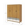 Guarda-roupa 4 Portas 4 Gavetas em Madeira Maciça Linha Nórdica Yescasa  - 4