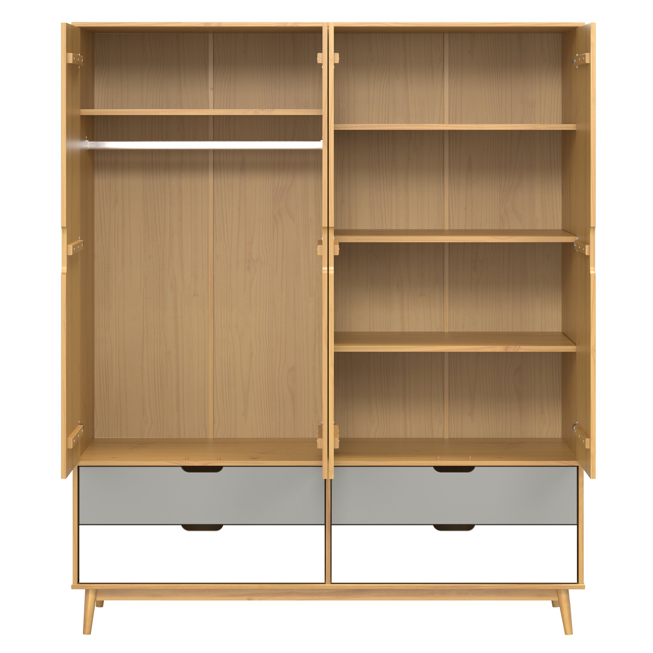 Guarda-roupa 4 Portas 4 Gavetas em Madeira Maciça Linha Nórdica Yescasa  - 3