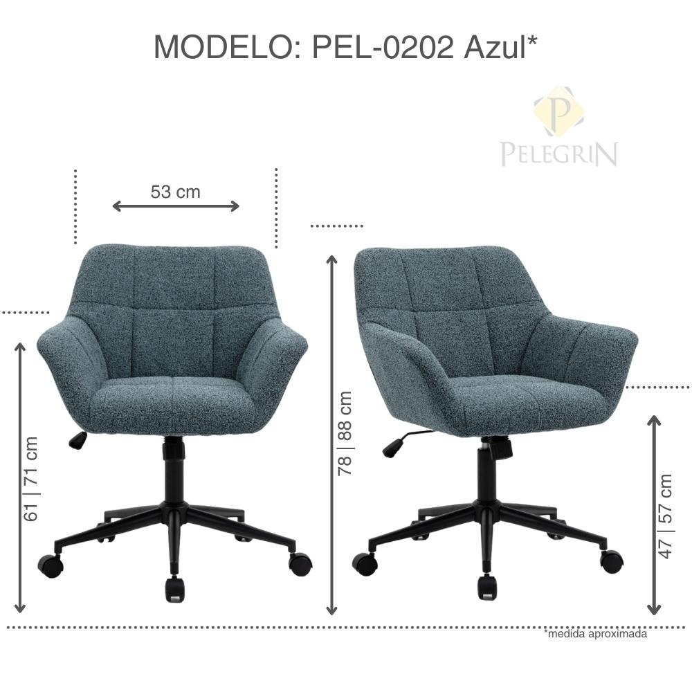 Cadeira Poltrona Giratória Pelegrin Pel-0202 Tecido Azul - 2