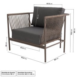 Conjunto Jardim e Varanda 2 Poltronas 1 Mesinha com Alça Refúgio Cabecasa Madeiramadeira - 2