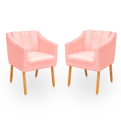 Kit Poltrona Cadeira para Sala Confortável e Moderna Mila Suede