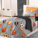 Ver imagem 2 de Edredom Infantil Solteiro Quarto Menino Futebol Cinza 01pç