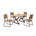 Ver imagem 2 de Conjunto Sala de Jantar Mesa 120x90cm Base Império Tampo MDF Napoli Preto/Marrom