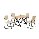 Ver imagem 2 de Conjunto Sala de Jantar Mesa 120x90cm Base Império Tampo MDF Napoli Preto/Creme