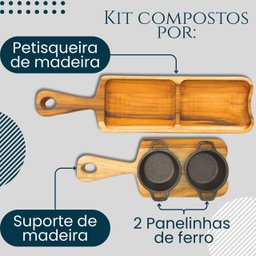 Kit Tábua de Frios com Divisórias Petisqueira de Madeira - 4