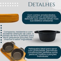 Kit Tábua de Frios com Divisórias Petisqueira de Madeira - 6