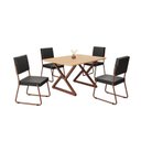 Ver imagem 2 de Conjunto Sala de Jantar Mesa 120x90cm Base Império Tampo MDF Napoli Marrom/Preto