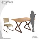 Ver imagem 5 de Conjunto Sala de Jantar Mesa 120x90cm Base Império Tampo MDF Napoli Marrom/Creme