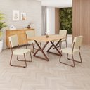 Ver imagem 1 de Conjunto Sala de Jantar Mesa 120x90cm Base Império Tampo MDF Napoli Marrom/Creme