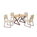 Ver imagem 2 de Conjunto Sala de Jantar Mesa 120x90cm Base Império Tampo MDF Napoli Marrom/Creme