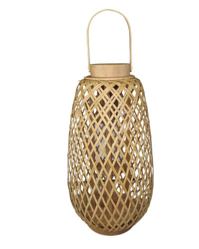 Lanterna Luminária Vela Boho Rattan 50cm Natural com Alça Bekasa W3664 - 1