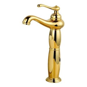 Torneira Banheiro Dourada Alta Vintage Monocomando Lavabo